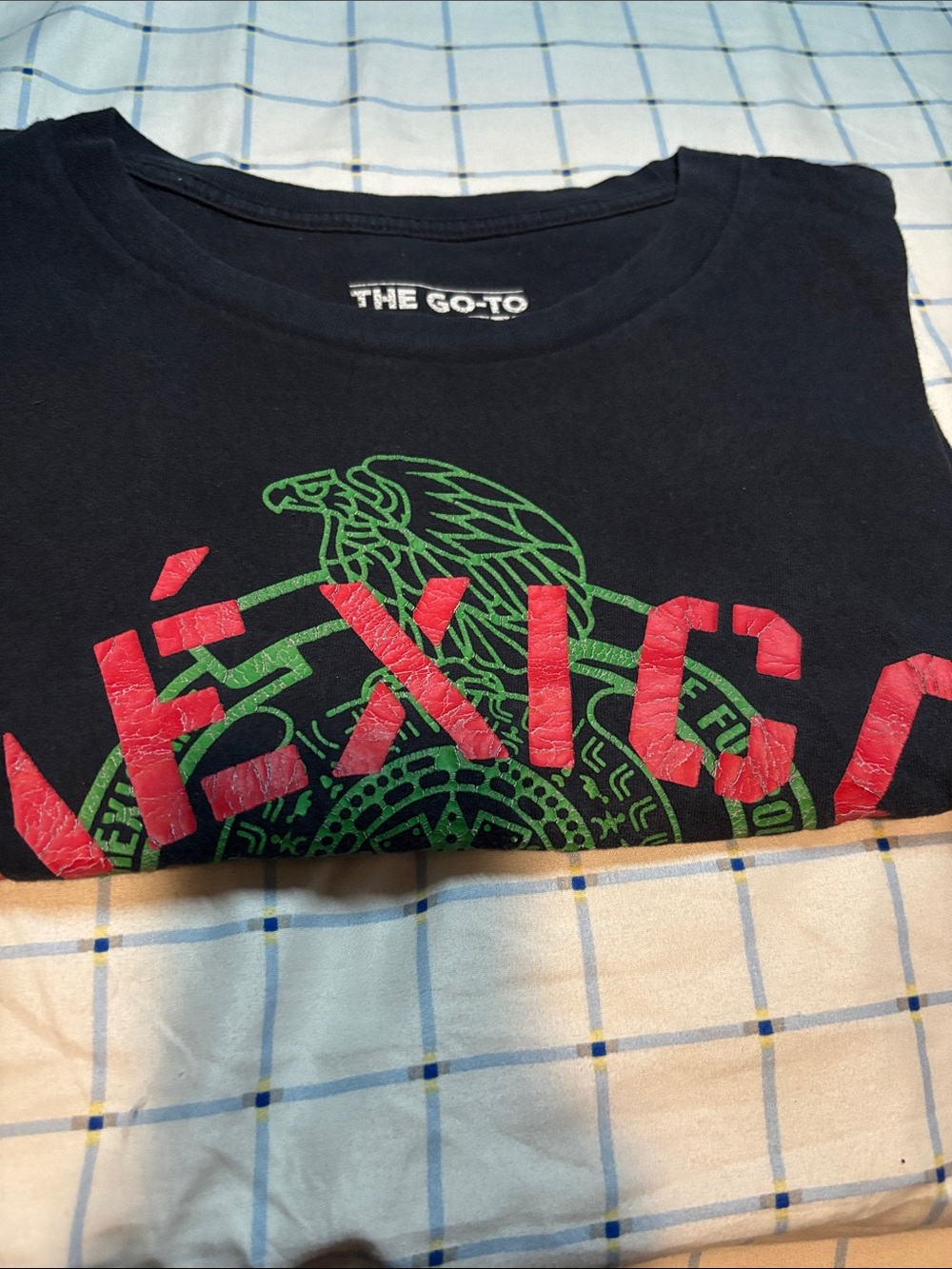 adidas Black Tee with Red Text and Green Eagle Graphic